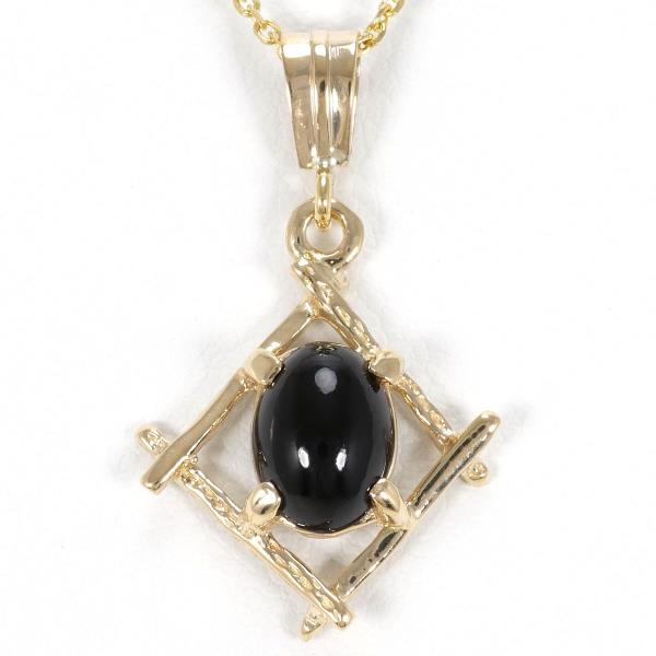 14K Yellow Gold Onyx Necklace in Excellent Condition