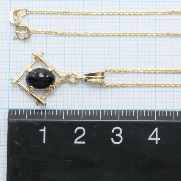 14K Yellow Gold Onyx Necklace in Excellent Condition