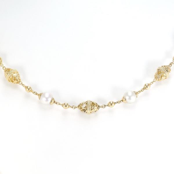 Mikimoto K18YG Yellow Gold Pearl Necklace Bracelet