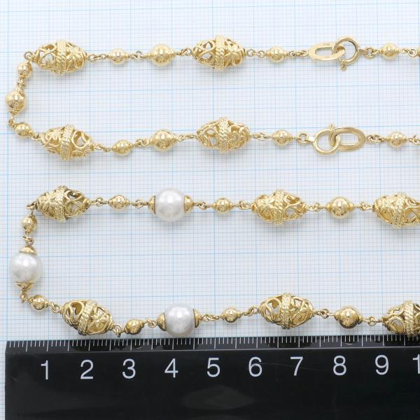 Mikimoto K18YG Yellow Gold Pearl Necklace Bracelet in Excellent Condition