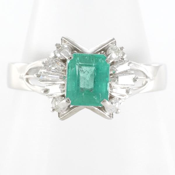 PT900 Platinum Emerald Ring 10号 in Excellent Condition