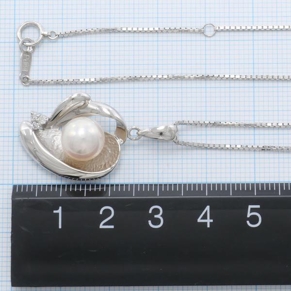 PT900 Platinum PT850 Necklace Akoya Pearl Diamond in Excellent Condition