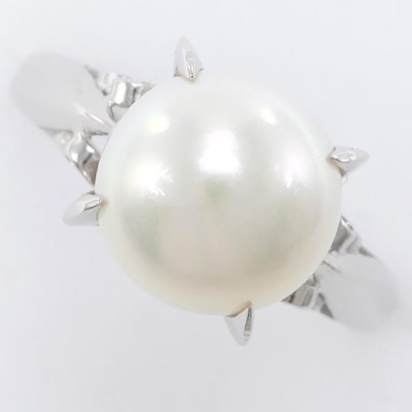 PT850 Platinum Pearl Ring 10.5 in Pristine Condition