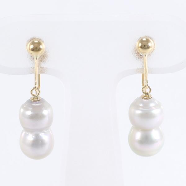 K18 Yellow Gold Pearl Earrings in Excellent Condition