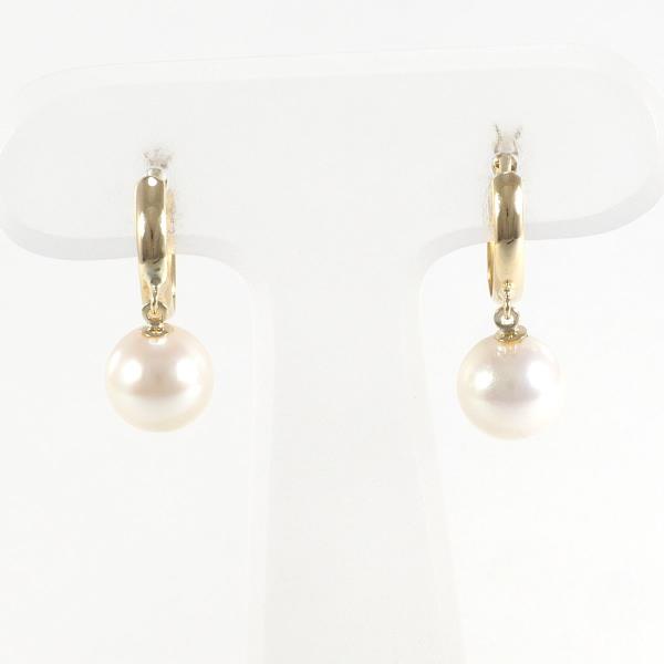 K18 Yellow Gold Pearl Earrings in Excellent Condition