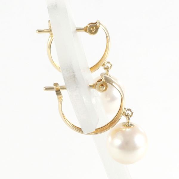 K18 Yellow Gold Pearl Earrings in Excellent Condition