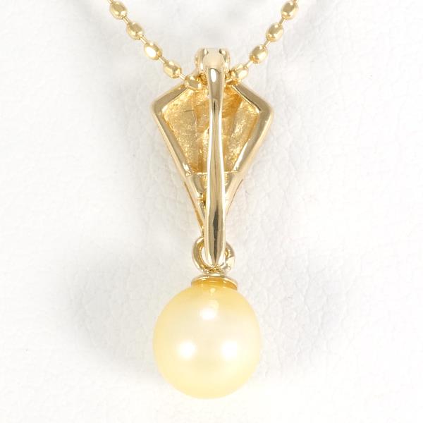 K18 Yellow Gold Pearl Diamond Necklace in Excellent Condition