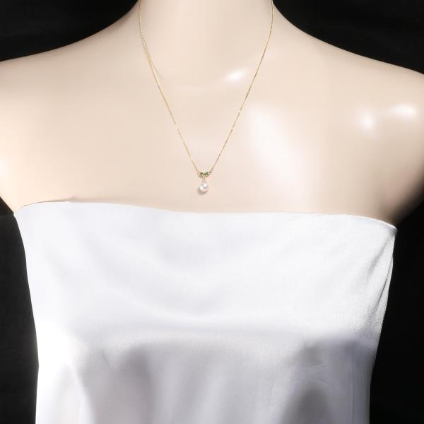 K18 Yellow Gold Pearl Emerald Diamond Necklace