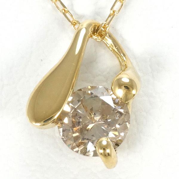 K18 Yellow Gold Necklace with Brown Diamond in Excellent Condition