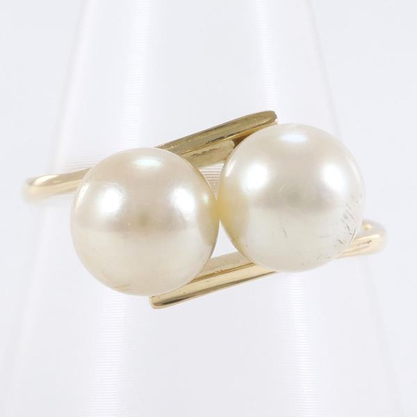 K18 Yellow Gold Pearl Ring 13号 in Excellent Condition