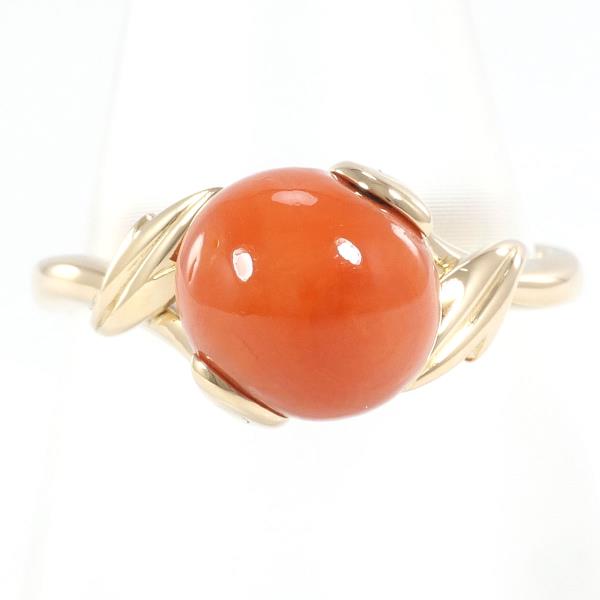 K18 Yellow Gold Coral Ring