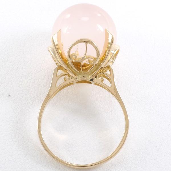 K18 Yellow Gold Rose Quartz Ring Size 16 in Excellent Condition