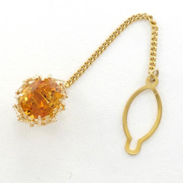 K18 Yellow Gold Citrine Pin Brooch in Excellent Condition