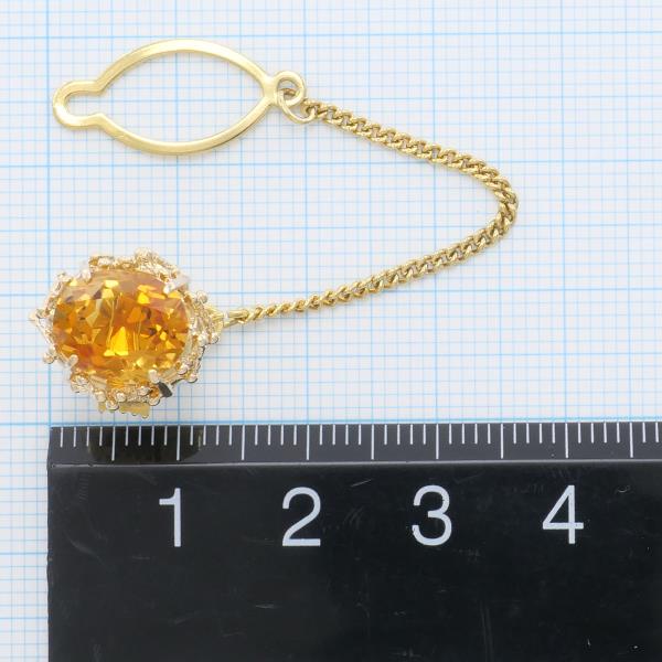 K18 Yellow Gold Citrine Pin Brooch in Excellent Condition