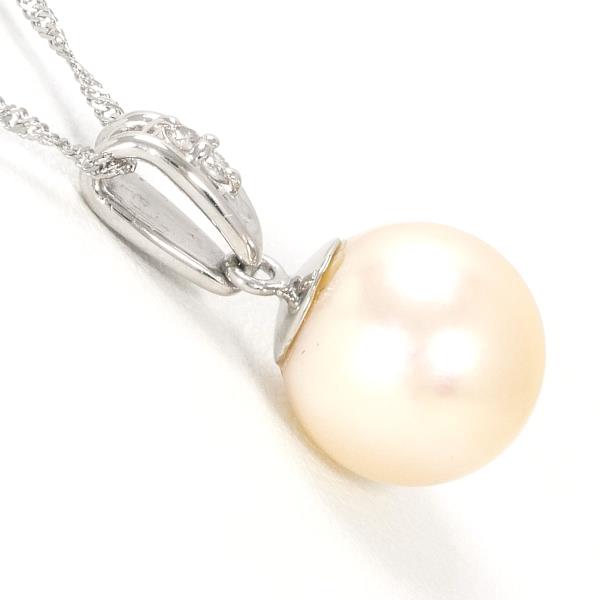 PT900 Platinum PT850 Necklace Pearl Diamond 0.02ct in Excellent Condition