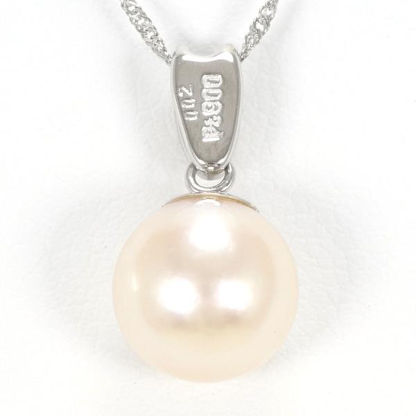 PT900 Platinum PT850 Necklace Pearl Diamond 0.02ct in Excellent Condition