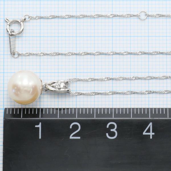 PT900 Platinum PT850 Necklace Pearl Diamond 0.02ct in Excellent Condition