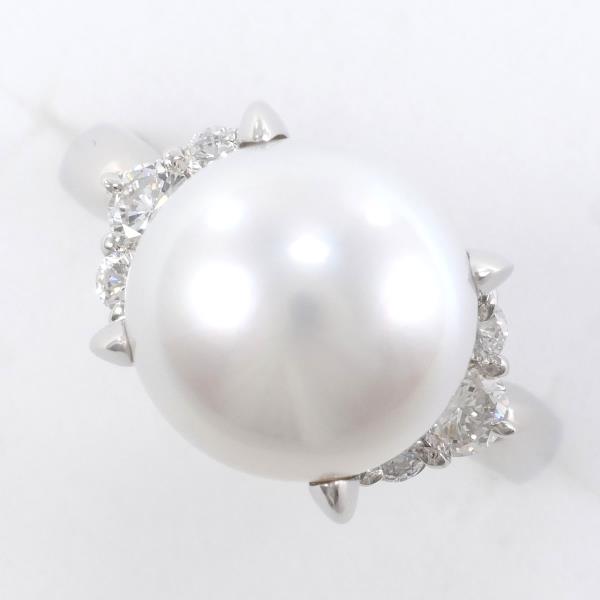 PT900 Platinum Ring with South Sea Pearl and Diamond