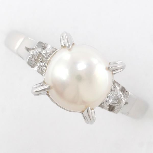 PT850 Platinum Pearl Ring with Diamond