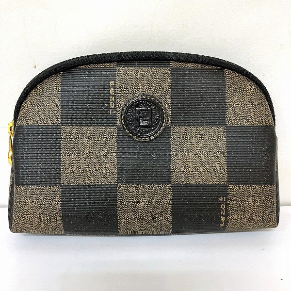 Fendi PVC Pouch Khaki Black in Great Condition