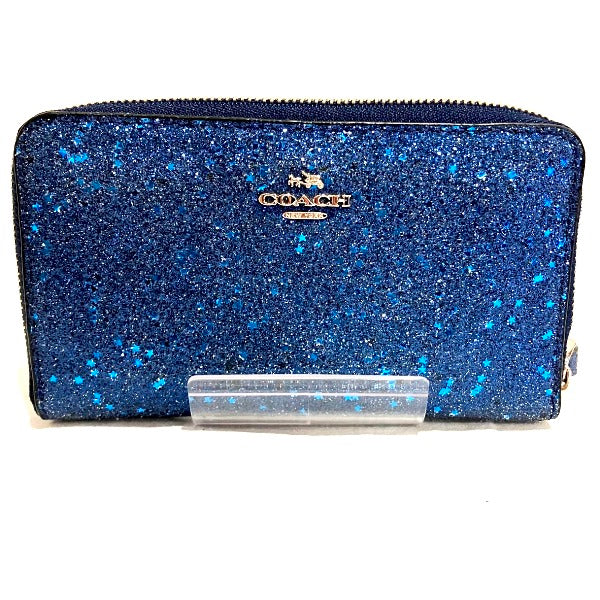 Coach Leather Glitter Blue Star Compact Wallet F23448 in Good Condition