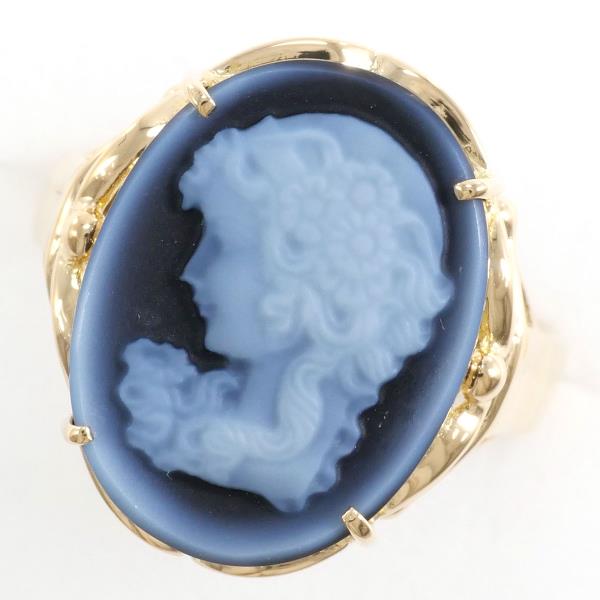 K18 Yellow Gold Ring 8.5 Size Stone Cameo in Excellent Condition