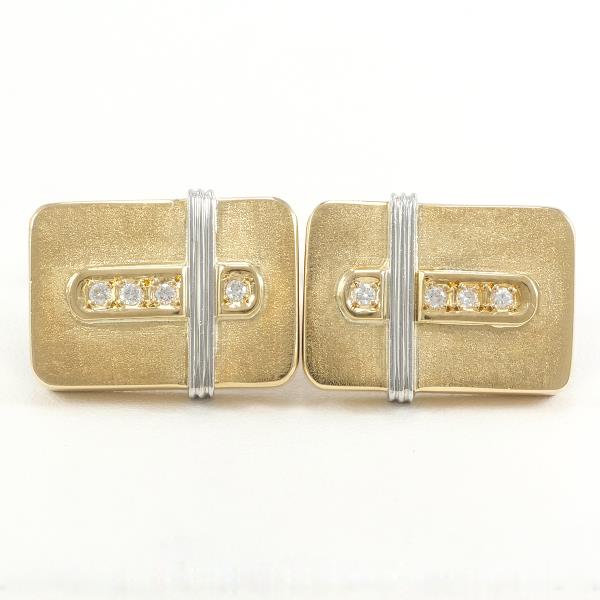 PT900 Platinum K18 Yellow Gold Diamond Cufflinks in Excellent Condition