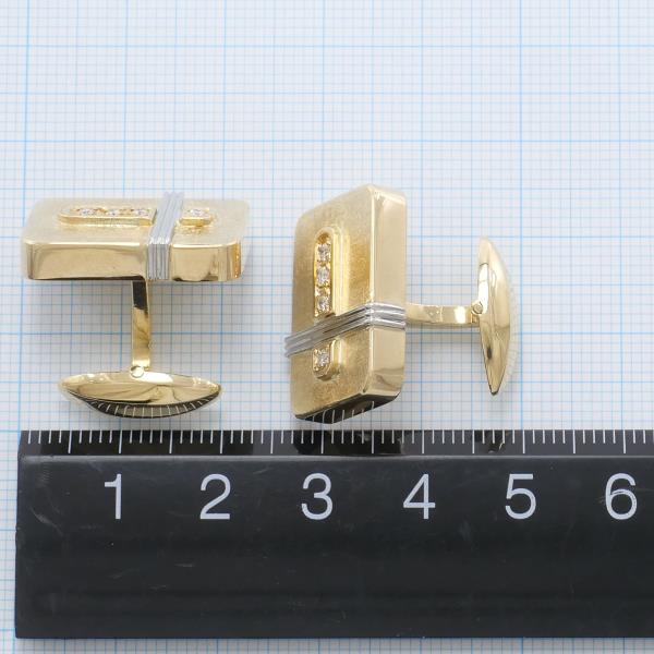 PT900 Platinum K18 Yellow Gold Diamond Cufflinks in Excellent Condition