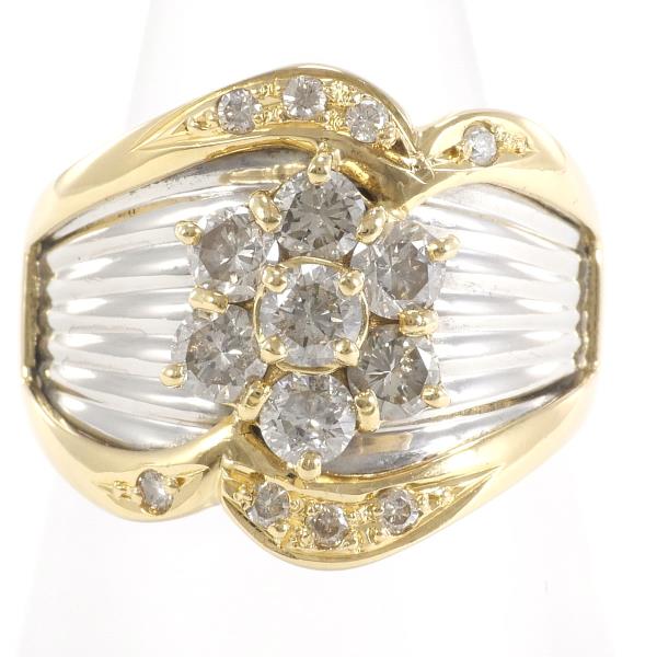 PT900 Platinum K18 Yellow Gold Diamond Ring 13.5 in Excellent Condition