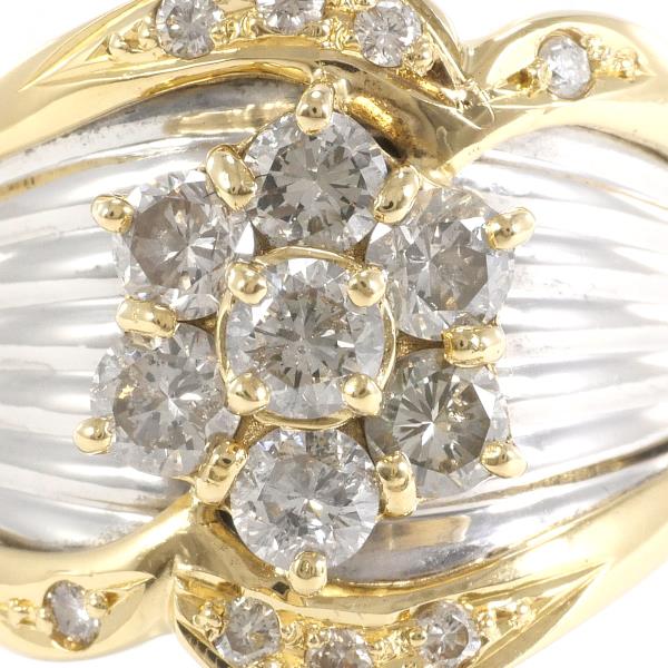 PT900 Platinum K18 Yellow Gold Diamond Ring 13.5 in Excellent Condition