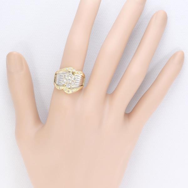 PT900 Platinum K18 Yellow Gold Diamond Ring 13.5 in Excellent Condition