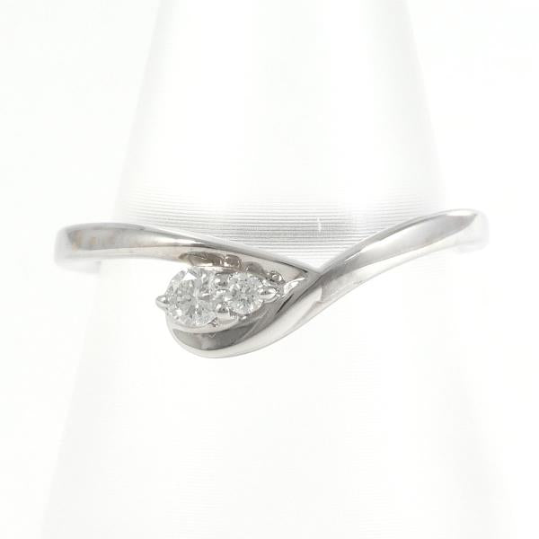 4℃ K18 White Gold Diamond Ring Size 8