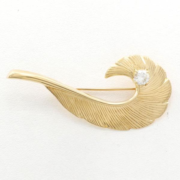 K18 Yellow Gold Diamond Brooch in Excellent Condition