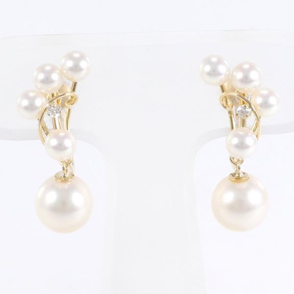 K18 Yellow Gold Pearl Earrings in Great Condition