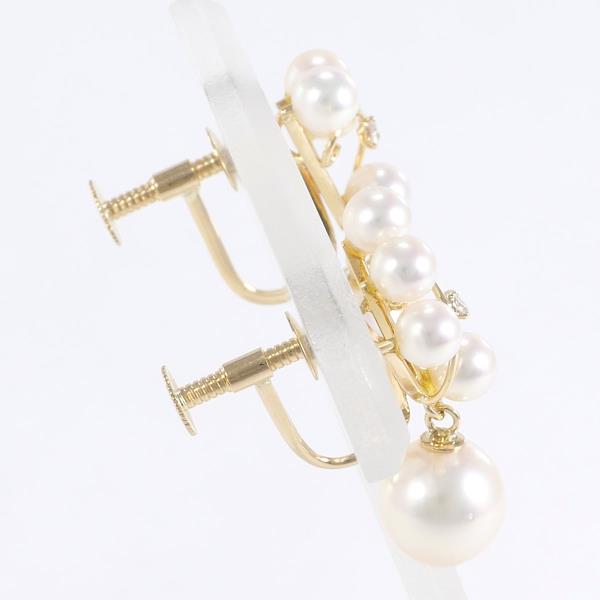 K18 Yellow Gold Pearl Earrings in Great Condition