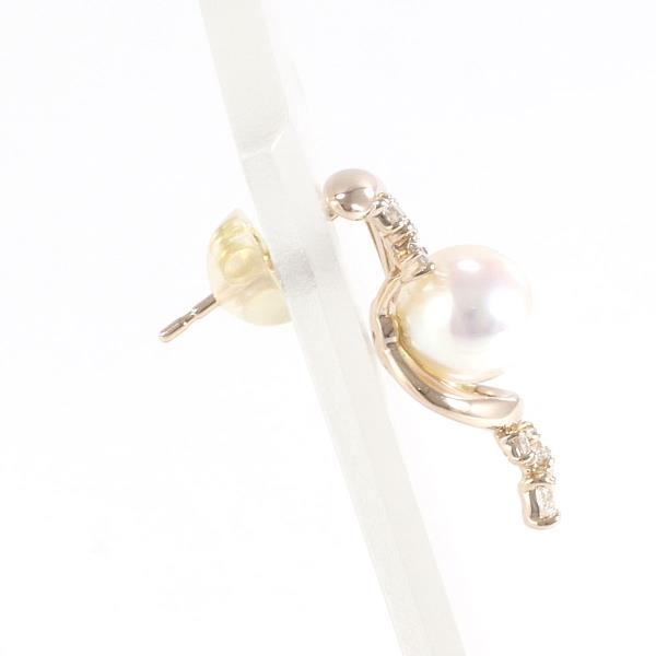 K18 Pink Gold Pearl Diamond Earring in Great Condition