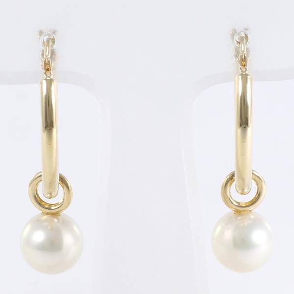 K18 Yellow Gold Pearl Earrings in Pristine Condition