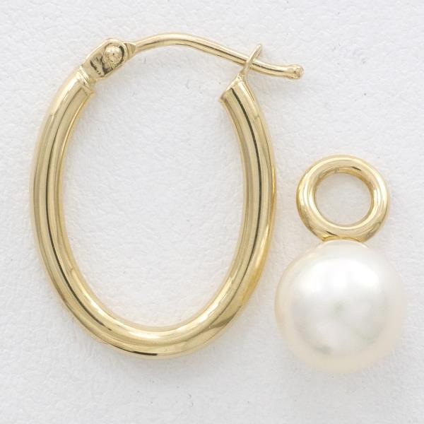 K18 Yellow Gold Pearl Earrings in Pristine Condition