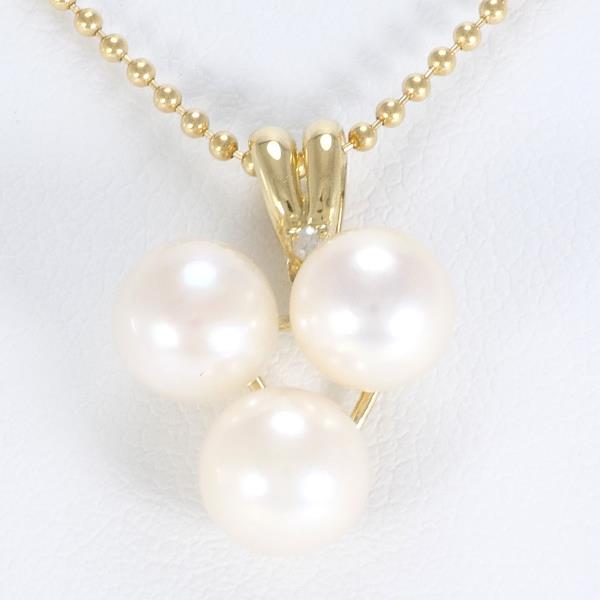 K18 Yellow Gold Pearl Necklace in Excellent Condition