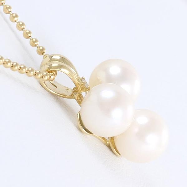 K18 Yellow Gold Pearl Necklace in Excellent Condition