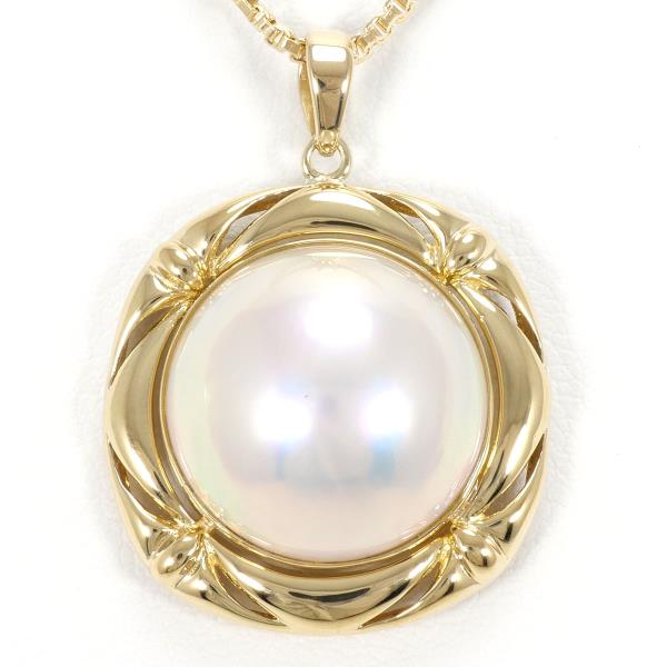 K18 Yellow Gold Necklace with Mabe Pearl in Pristine Condition