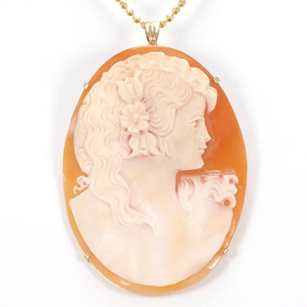 K18 Yellow Gold Shell Cameo Necklace Brooch