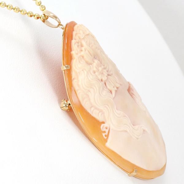 K18 Yellow Gold Shell Cameo Necklace Brooch