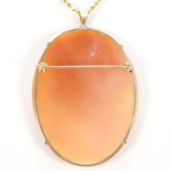 K18 Yellow Gold Shell Cameo Necklace Brooch