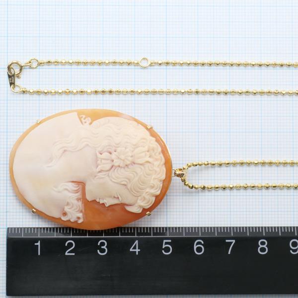 K18 Yellow Gold Shell Cameo Necklace Brooch