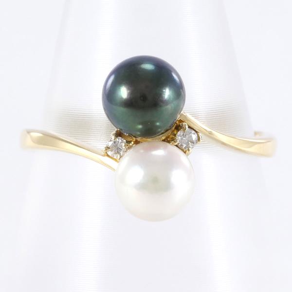 K18 Yellow Gold Pearl Ring with Diamond