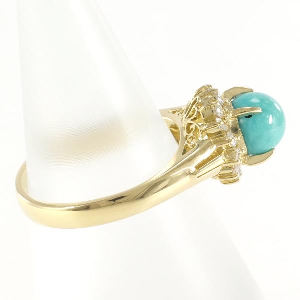 K18 Yellow Gold Ring with Larimar and Diamond in Excellent Condition