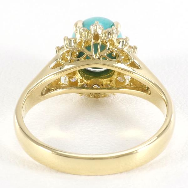 K18 Yellow Gold Ring with Larimar and Diamond in Excellent Condition