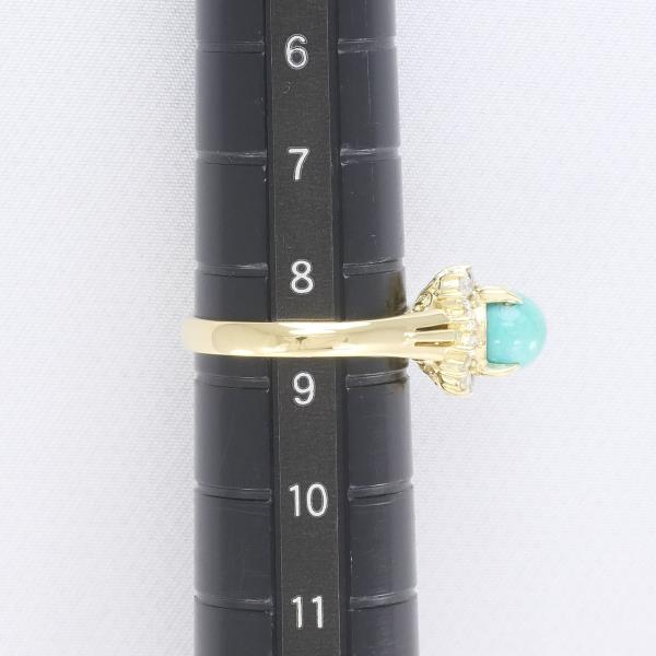 K18 Yellow Gold Ring with Larimar and Diamond in Excellent Condition