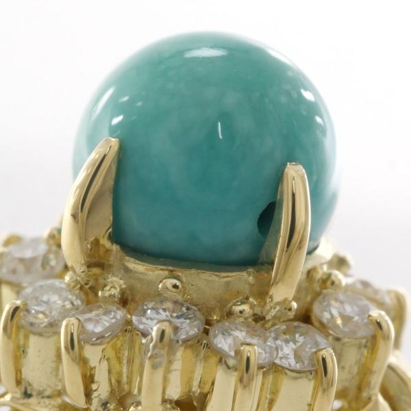 K18 Yellow Gold Ring with Larimar and Diamond in Excellent Condition